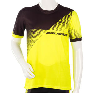Pánske športové tričko s krátkym rukávom Crussis čierna/žltá fluo - XXL