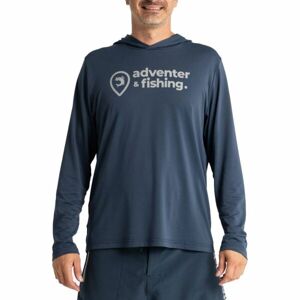ADVENTER & FISHING UV HOODED Pánske funkčné hooded UV tričko, tmavo modrá, veľkosť S