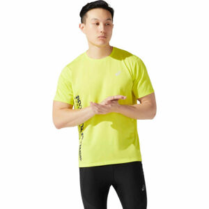 Asics SMSB RUN SS TOP Pánske bežecké tričko, reflexný neón, veľkosť XL