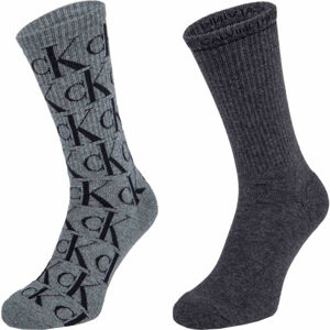 Calvin Klein MENS 2PK CREW CK JEANS  MONOGRAM JOHN Pánske ponožky, tmavo sivá, veľkosť UNI
