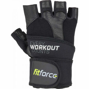 Fitforce LINEAR Kožené fitness rukavice, čierna, veľkosť XL
