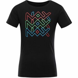 NAX VILLAGO Detské bavlnené tričko, čierna, veľkosť 128-134