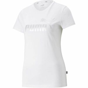 Puma ESS+ METALLIC LOGO TEE Dámske tričko, biela, veľkosť