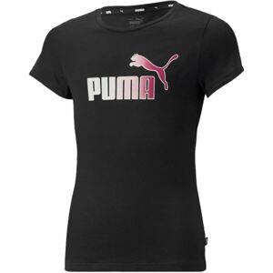 Puma ESS+BLEACH LOGO TEE Dievčenské tričko, čierna, veľkosť 164