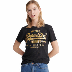 Superdry PG SNAKE BURNOUT ENTRY TEE Dámske tričko, čierna, veľkosť XS