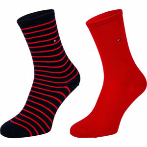 Tommy Hilfiger WOMEN SMALL STRIPE 2P Dámske ponožky, červená, veľkosť 39 - 42